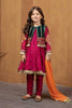 GIRLS 5 PCS UNSTICHED CHIFFON+KOTI EMBROIDERED DRESS - SHOCKING PINK- SPK007