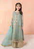 GIRLS 4 PCS UNSTICHED ORGANZA SEQUENCE EMBROIDERED DRESS -PISTA GREEN-PG01