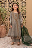 GIRLS 4 PCS UNSTICHED ORGANZA EMBROIDERED DRESS -GREY-GK02