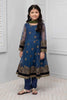 GIRLS 4 PCS UNSTICHED NET EMBROIDERED DRESS -NEAVY BLUE- NBN07