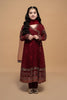 GIRLS 4 PCS UNSTICHED CHIFFON EMBROIDERED DRESS - MEHROON MC07