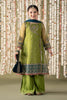 GIRLS 4 PCS UNSTICHED ORGANZA SEQUENCE EMBROIDERED DRESS -MEHNDI GREEN - MG021