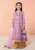 GIRLS 4 PCS UNSTICHED ORGANZA SEQUENCE EMBROIDERED DRESS -PURPLE-PG07