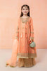 GIRLS 4 PCS UNSTICHED ORGANZA SEQUENCE EMBROIDERED DRESS -PEACH-PG02