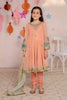GIRLS 3 PCS UNSTICHED CHIFFON EMBROIDERED DRESS -PEACH-PO36