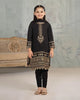 GIRLS 4 PCS UNSTICHED CHIFFON SEQUENCE EMBROIDERED DRESS -BLACK-BK01