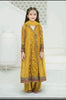 GIRLS 4 PCS UNSTICHED ORGANZA SEQUENCE EMBROIDERED DRESS - Mustard -MO01