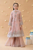 GIRLS 4 PCS UNSTICHED ORGANZA SEQUENCE EMBROIDERED DRESS -PINK- PO101