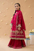 GIRLS 4 PCS UNSTICHED CHIFFON SEQUENCE EMBROIDERED DRESS- Red - SP01