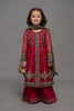 GIRLS 4 PCS UNSTICHED ORGANZA EMBROIDERED DRESS -RED-M120