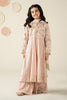 GIRLS 4 PCS UNSTICHED CHIFFON SEQUENCE EMBROIDERED DRESS -PEACH- PCM12
